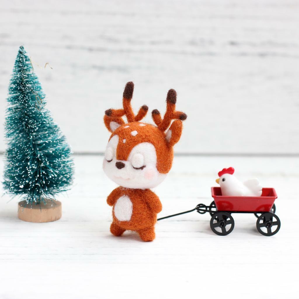Animal Deer Needle Felting Kit For Beginners with Basic Tools and Tutorials