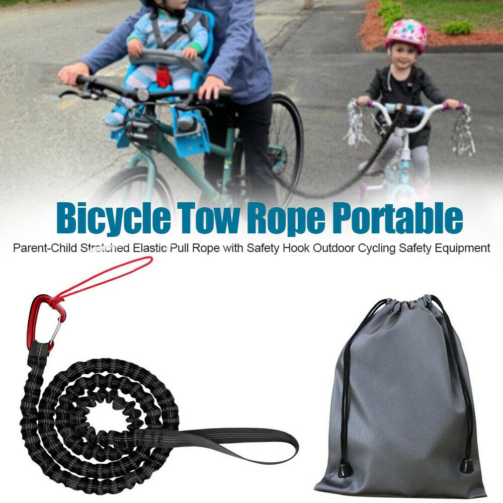 Bicycle Tow Rope Parent Child Stretched Elastic Pull Rope w/Safety Hook Cycling
