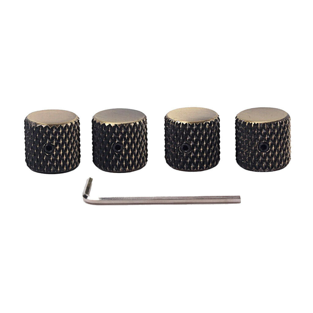 4pcs Metal Knobs Bronze Knurled Barrel Knobs for Electric Guitar Bass Accessory