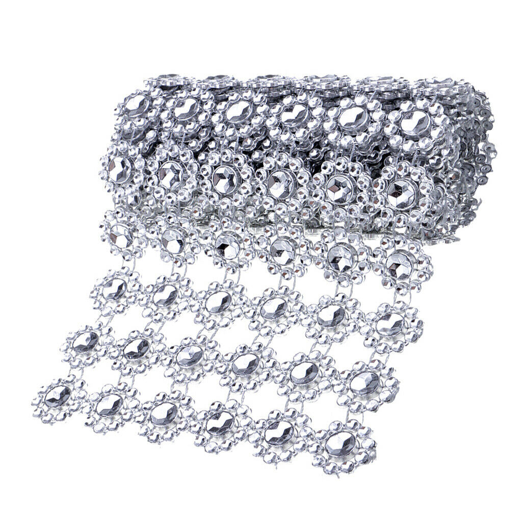 1m Plastic Rhinestone Ribbon With Flower Shape Diamond Ribbon Glitter Ribbon