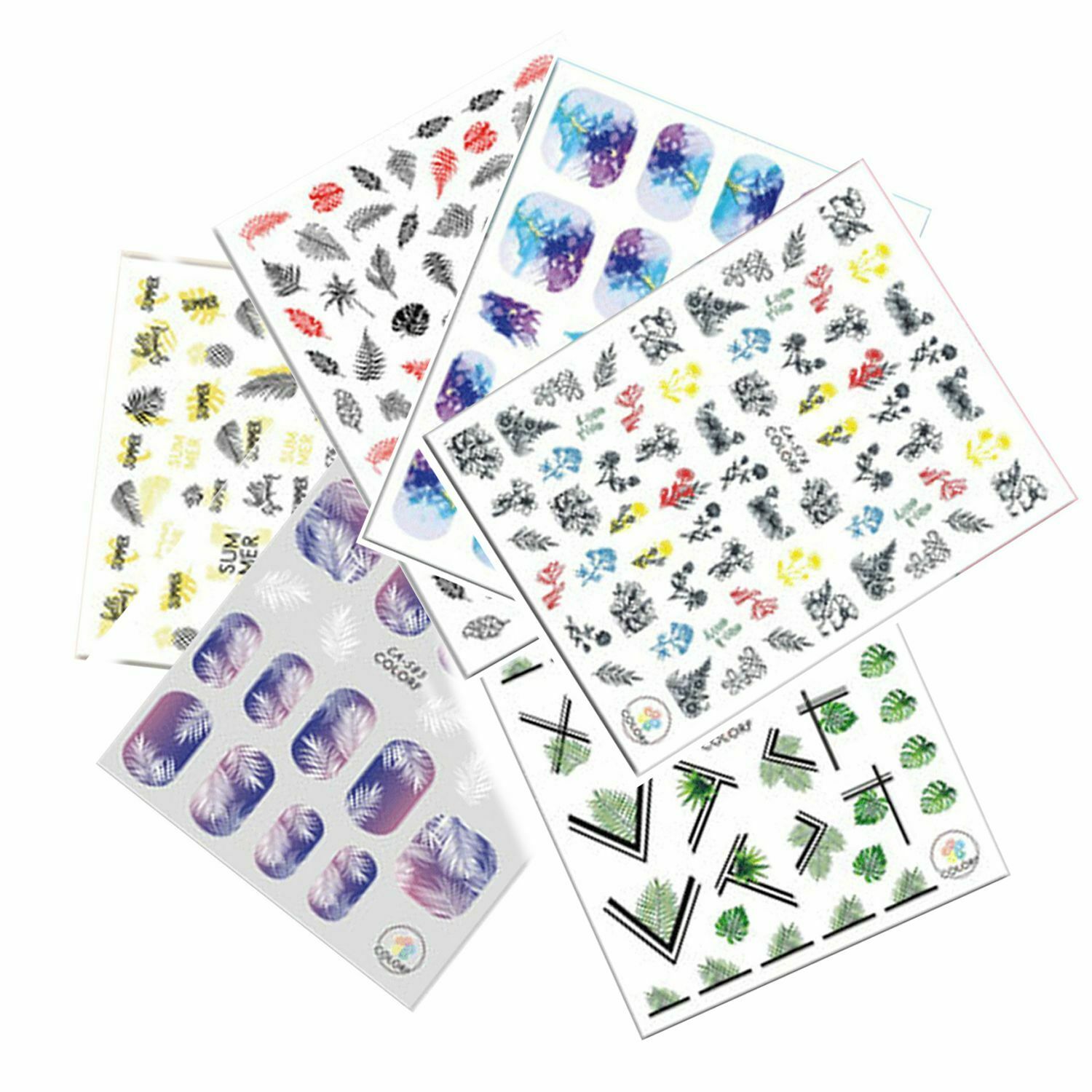 Easy To Use Nail stickers Geometrics Decoration Leaves And Flower Images