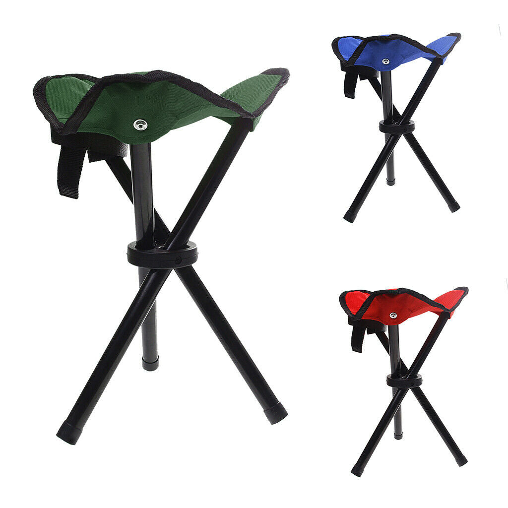 Portable Camping Fishing Travel Tripod Folding Stool Chair Blue