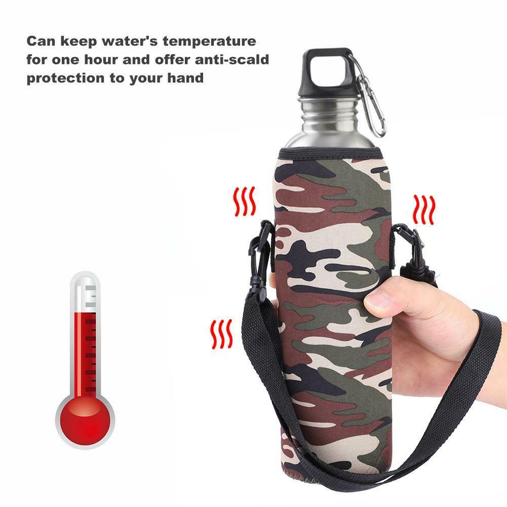 1L Water Bottle Carrier Thermal Insulated Cover Bag Holder Strap Pouch Washable