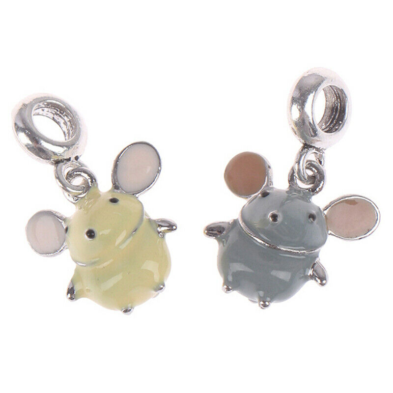 2pcs/set Enamel mouse pendant bangle trinket animal jewelry for women gifDEAU