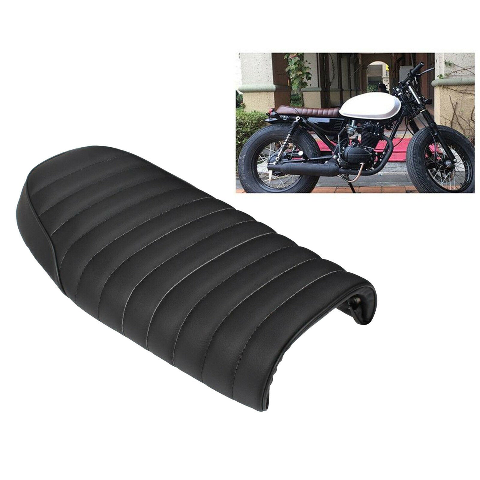 Soft Leatherette Motorcycle Flat Seat Saddle Cushion for Cafe Racer High quality