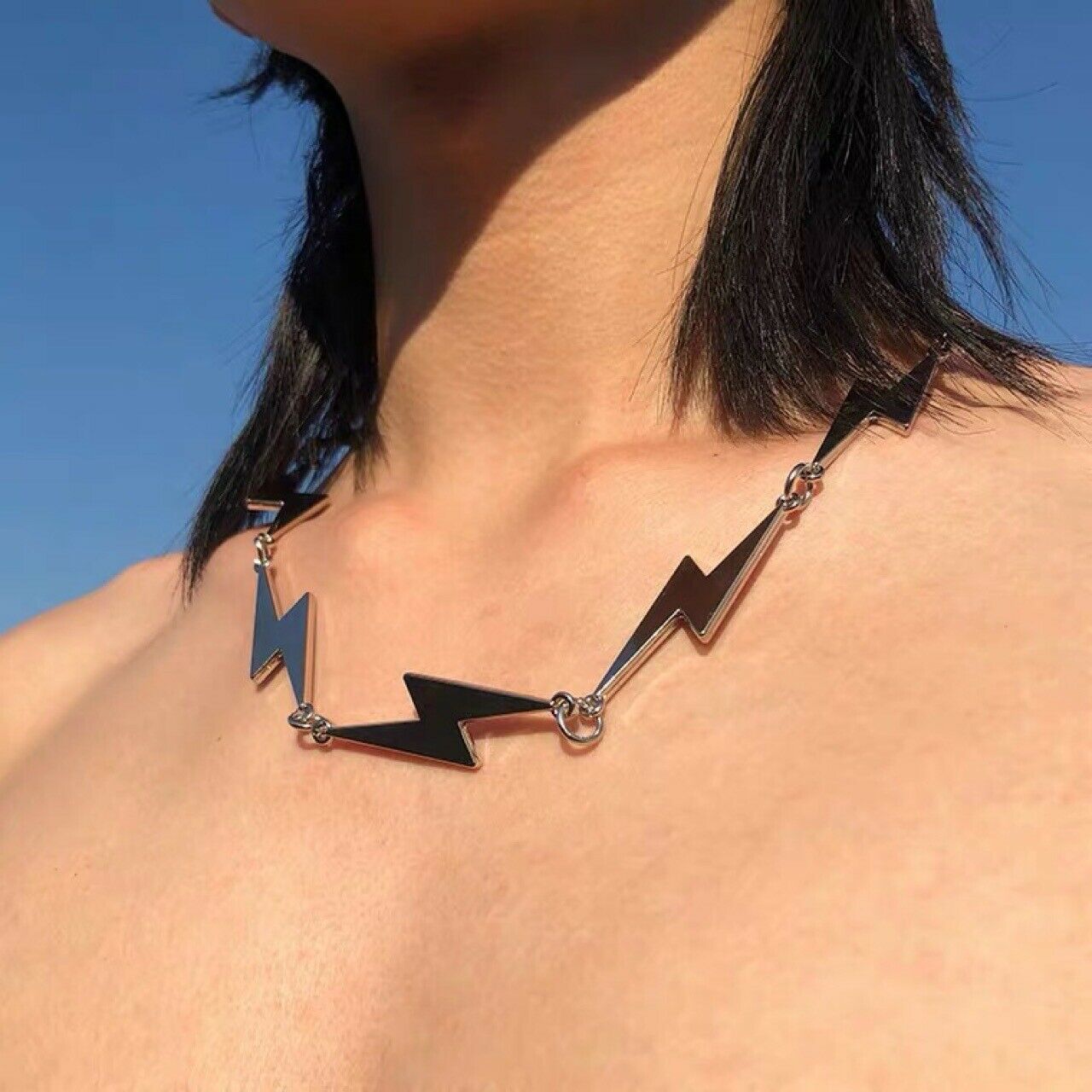 New Hip-hop Lightning Alloy Necklace  Lightning Clavicle Chain For Men Jewelry