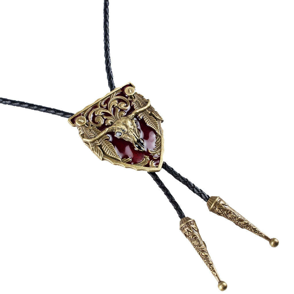 2 Pcs Male Bolo Tie Retro Style Bull Head Pendant Bolo Tie Jewelry Gift