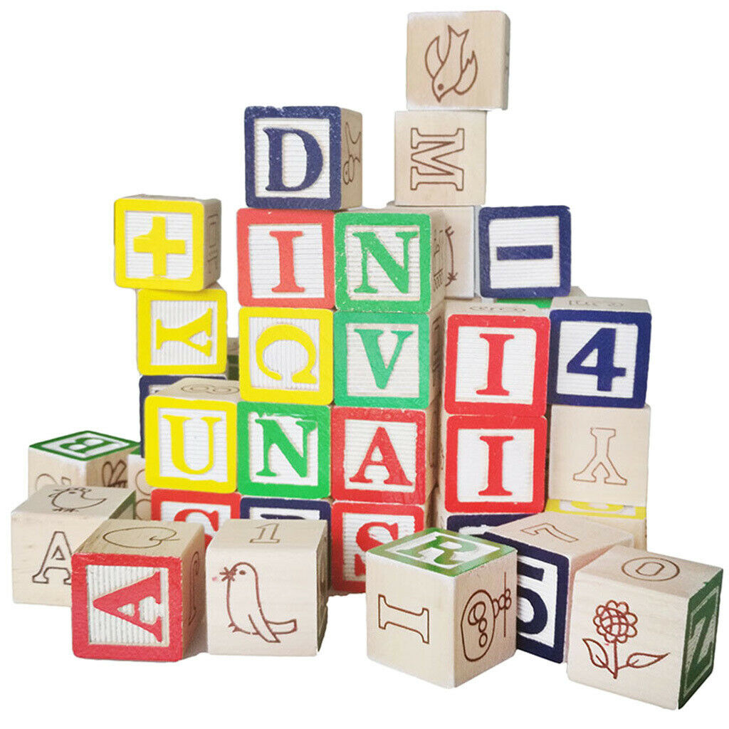 Colorful Wooden Cartoon Numbers Cubes Stacking Blocks Kid's Preschool Toys