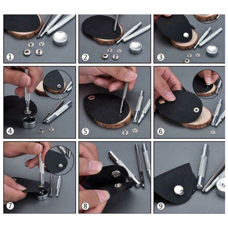 120pcs Leather Snap Fasteners Kit 12.5mm Metal Button Snaps Press St_AU