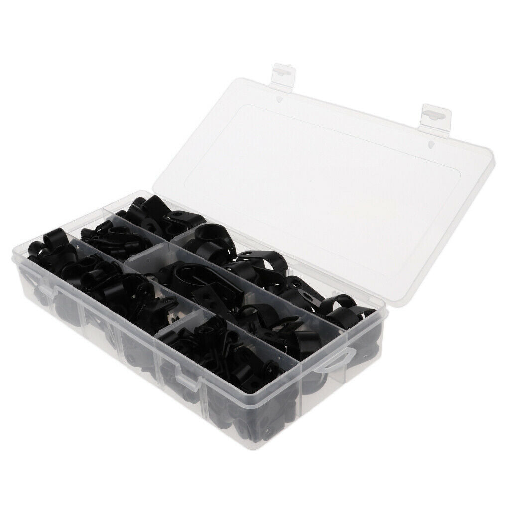 200 Pieces Nylon Screw Wire Clips R-type Cable Clamp Fasteners Tubing Clips