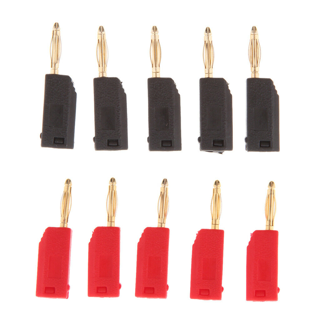 2mm Banana Unshrouded Stackable Plug Red Connector Insulated Black/Red 10PCS
