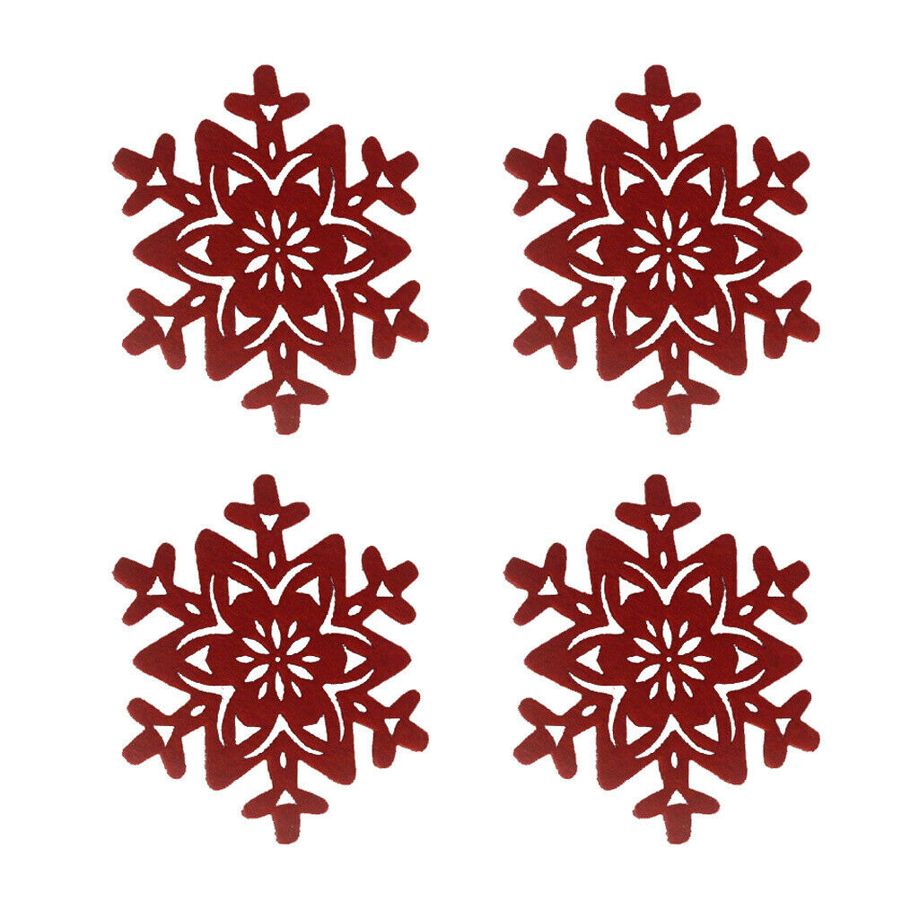 4x Snowflake Cloth Felt Mug Coasters Coffee Table Drinks Cup Place Mat 3.9in