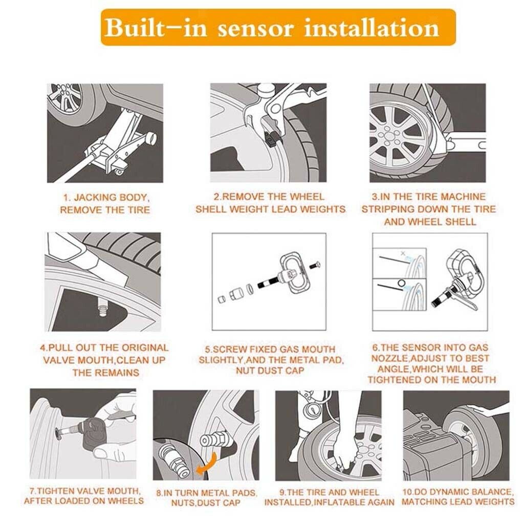 USB2.0 Tire Pressure Monitor Alarm 4 Internal Sensors For Android Car Player