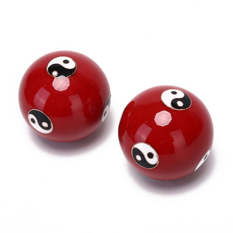 Chinese Yin Yang Health Ball Stress Relief Meditation Red Massage Tool Hand T Xz