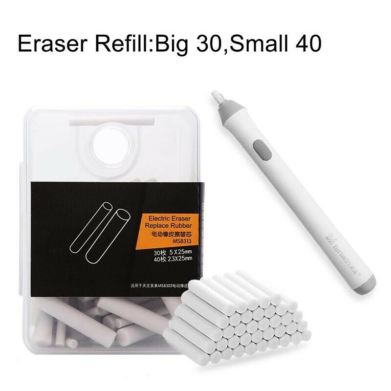 Electric Pencil Eraser Kit with 70pcs Rubber Refills Highlights Sketch Drawing