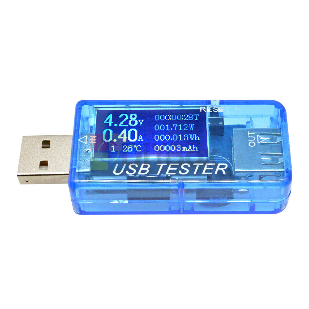 6 in 1 Voltmeter Tester LCD Current Voltage Capacity Power Detector Blue Case