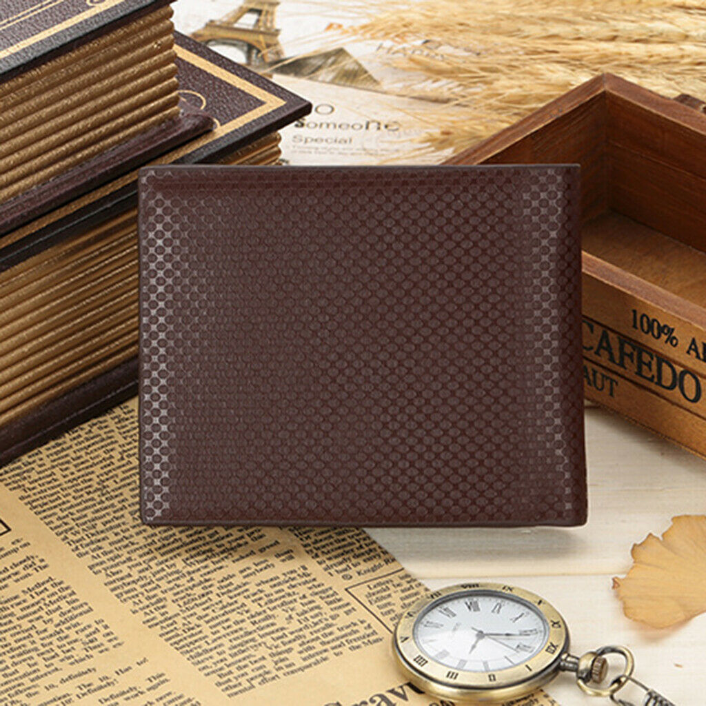Mens Short Circular PU Leather Cash Card Holder Purse Clutch Wallet Coffee