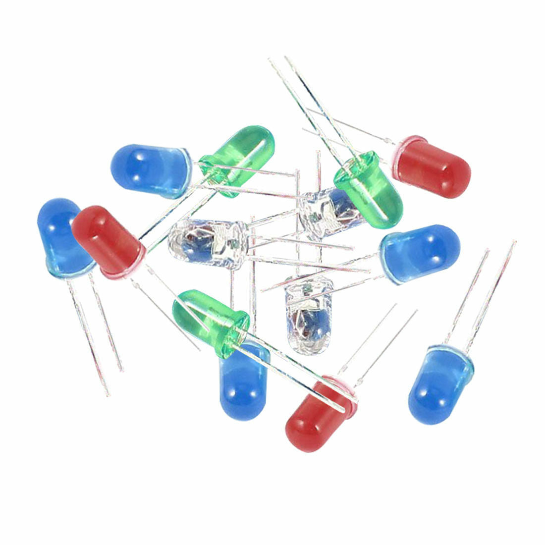 100 Pcs 5mm Red Green White Blue LED Light Emitting Diodes DC 2.5V-3V