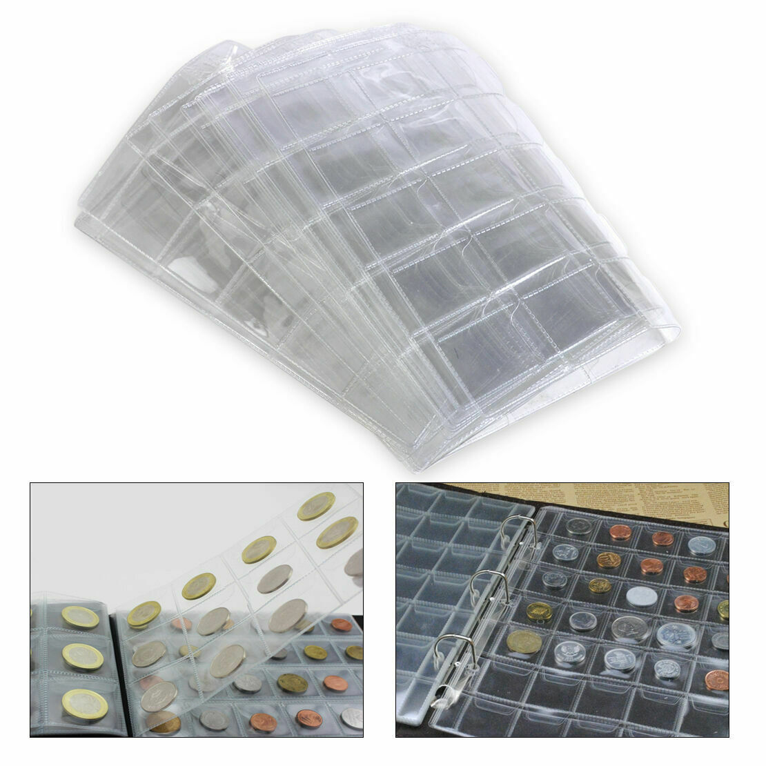 1 Pages 30 Pockets Classic Coin Holders For Storage Collection Album Case