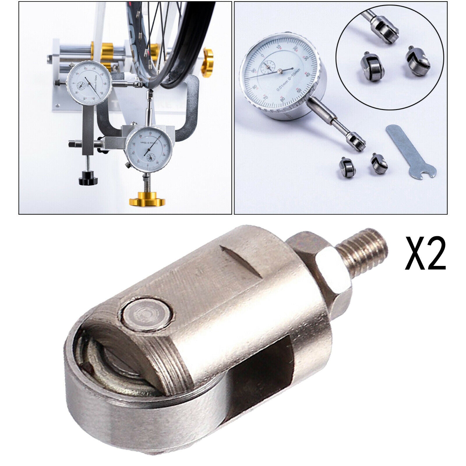 2x M2.5 Dial Indicator Contact Point Anti-Rust Roller Contacting Tip Replacement