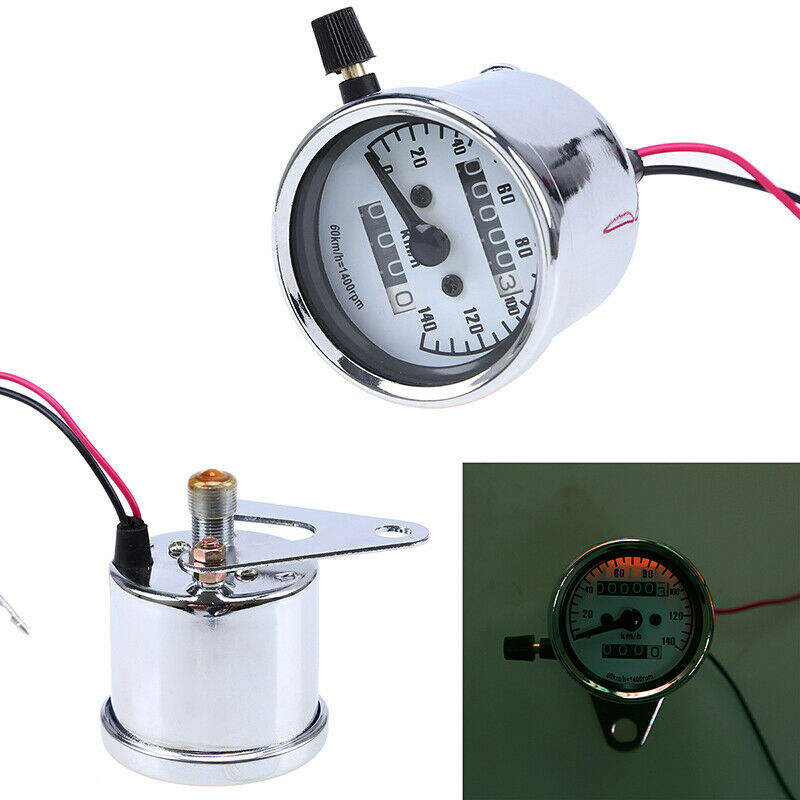 1x Motorcycle Circle Odometer Gauge Speedometer LED DC 12V 6.6cm Universal Fit