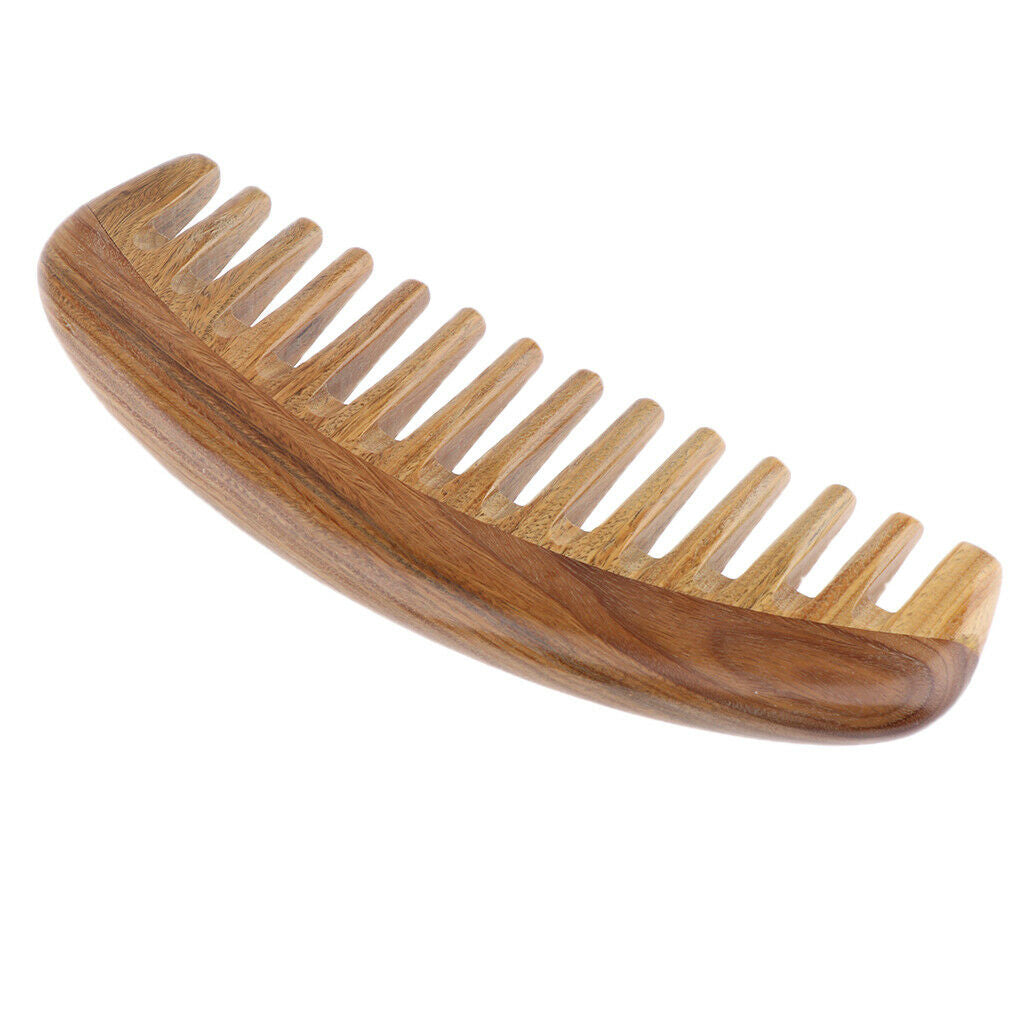 1Pcs Wide Tooth Wood Handmade Comb, Natural Green Sandalwood Anti-Static Comb