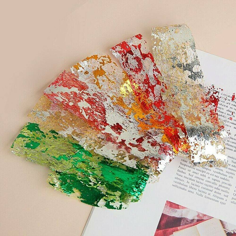 10Roll Silk Nail Art Foil Lace Fragments Glitter Flakes Decor Manicure Decals US