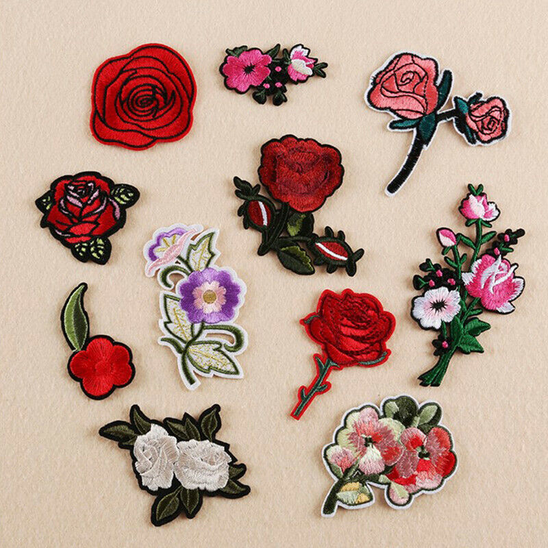 11PCS Flower Patches Applique Embroidered Iron on Patch for Clothes Acces.l8