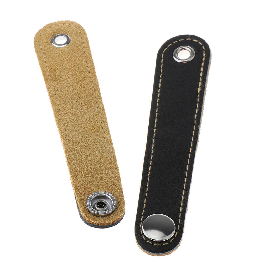 2pcs Adjustable Accordion Bass Bellows Belts PU Leather Cover in Black