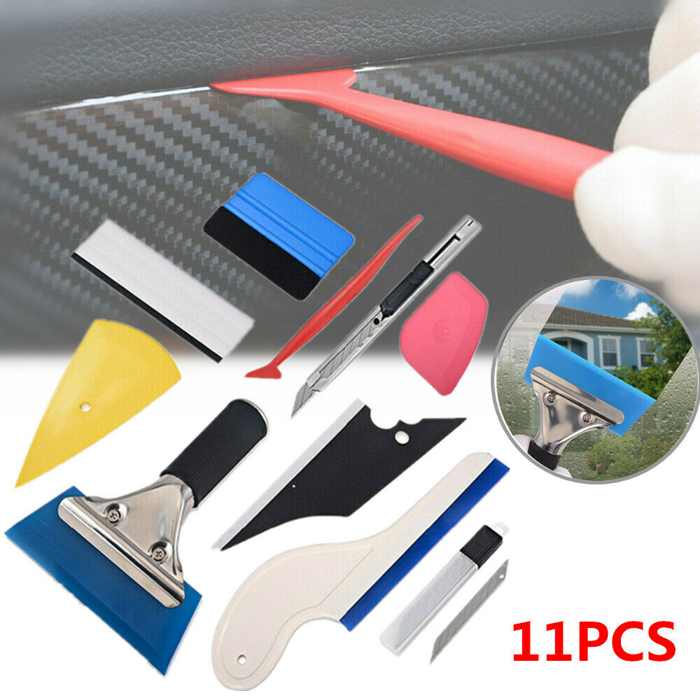 11PCS Car Film Wrapping Tool Squeegee Felt Scraper Pro Cutter Razor Window Tint