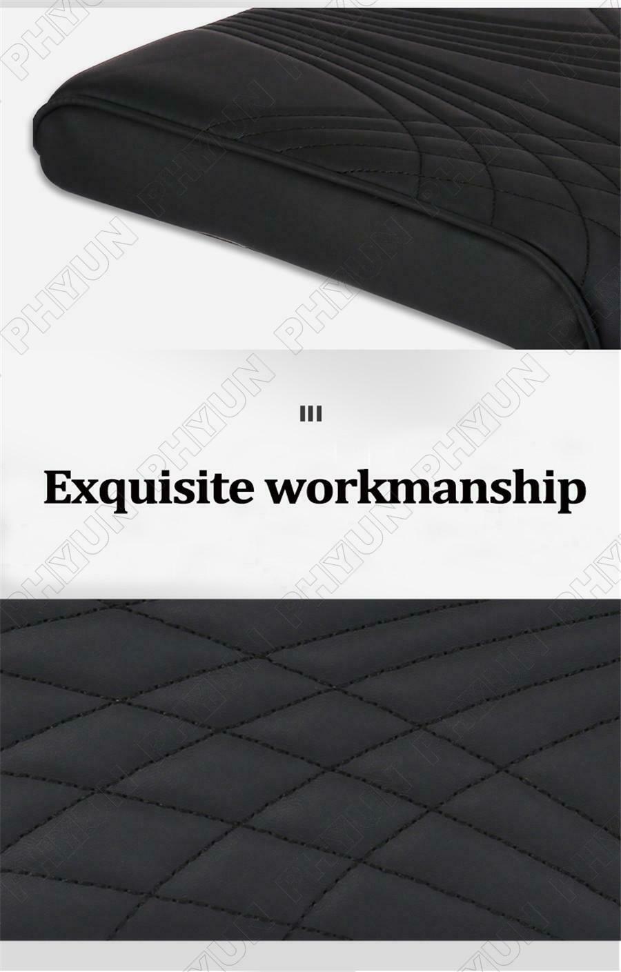 Black Car Armrest Box Mat Premium PU Leather Memory Foam Interior Accessories