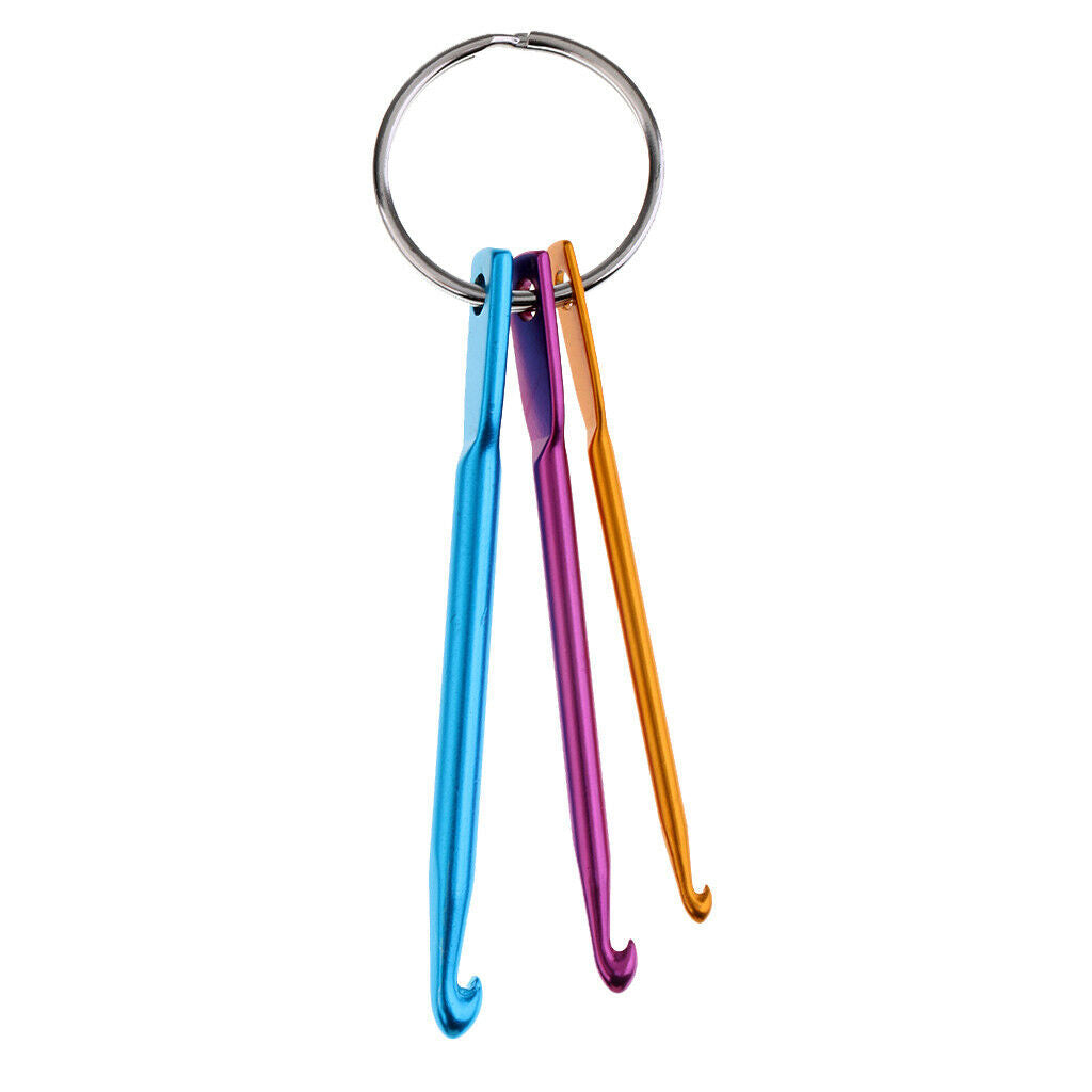 3 Sizes Keyring Keychain Aluminum Weave Craft Crochet Hook Needles Set - 3mm 4mm