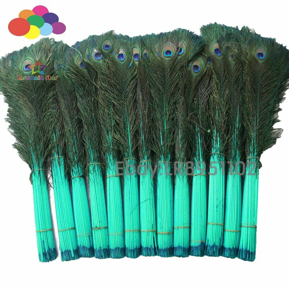 100Pcs/lot Mint Peacock Feather Length 70-80cm 28-32" for Crafts Decorations