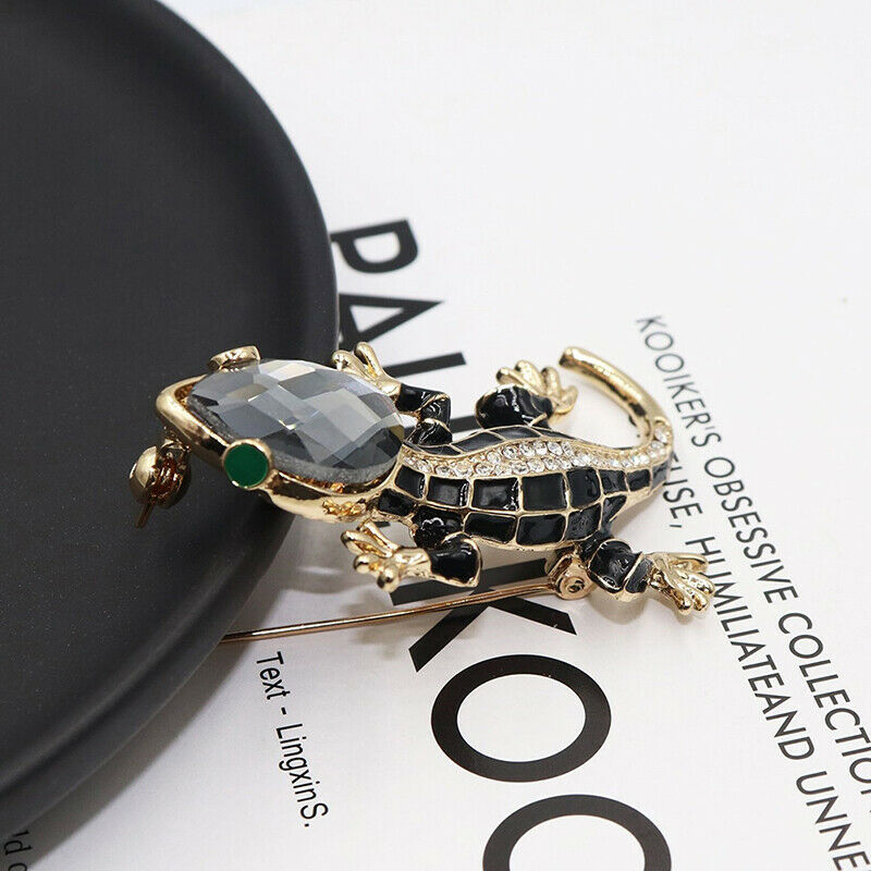 Crystal Lizard Brooches for Women Cute Fashion Animal Pin Clothes Jewelry Bro PT