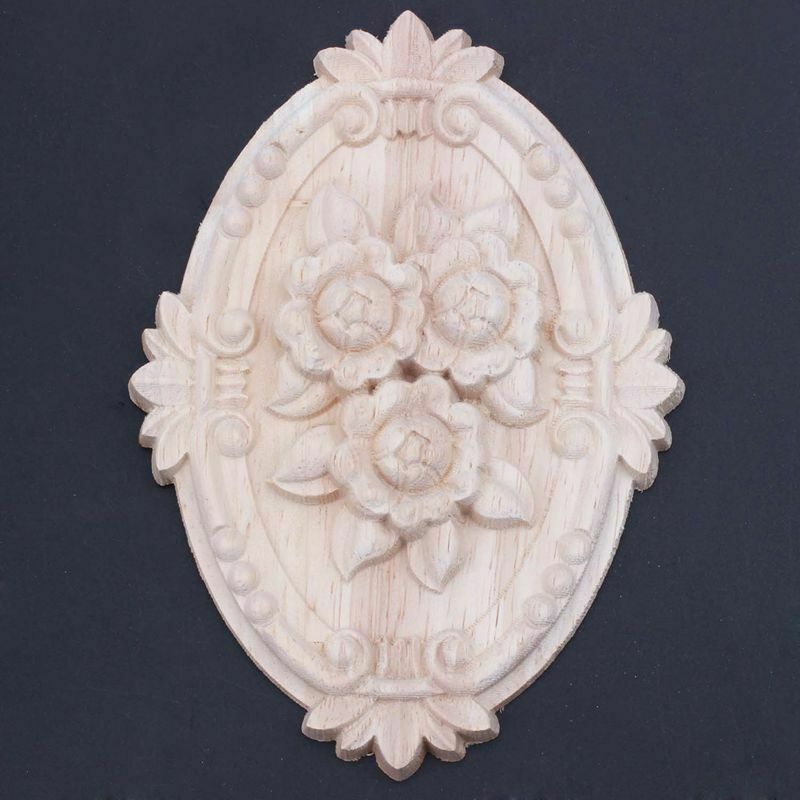 Retro Wood Ornament Applique Carving Ornament for Cabinet Door Furniture DecorD1