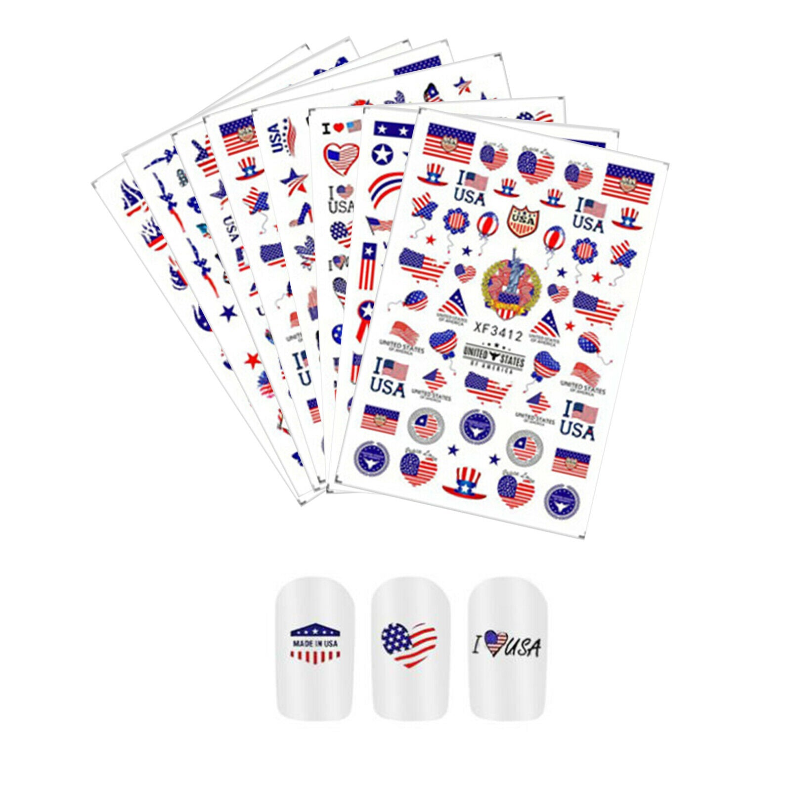 New Girls American Flag Nail Art Stickers Adhesive Decals Nail Wraps Decors