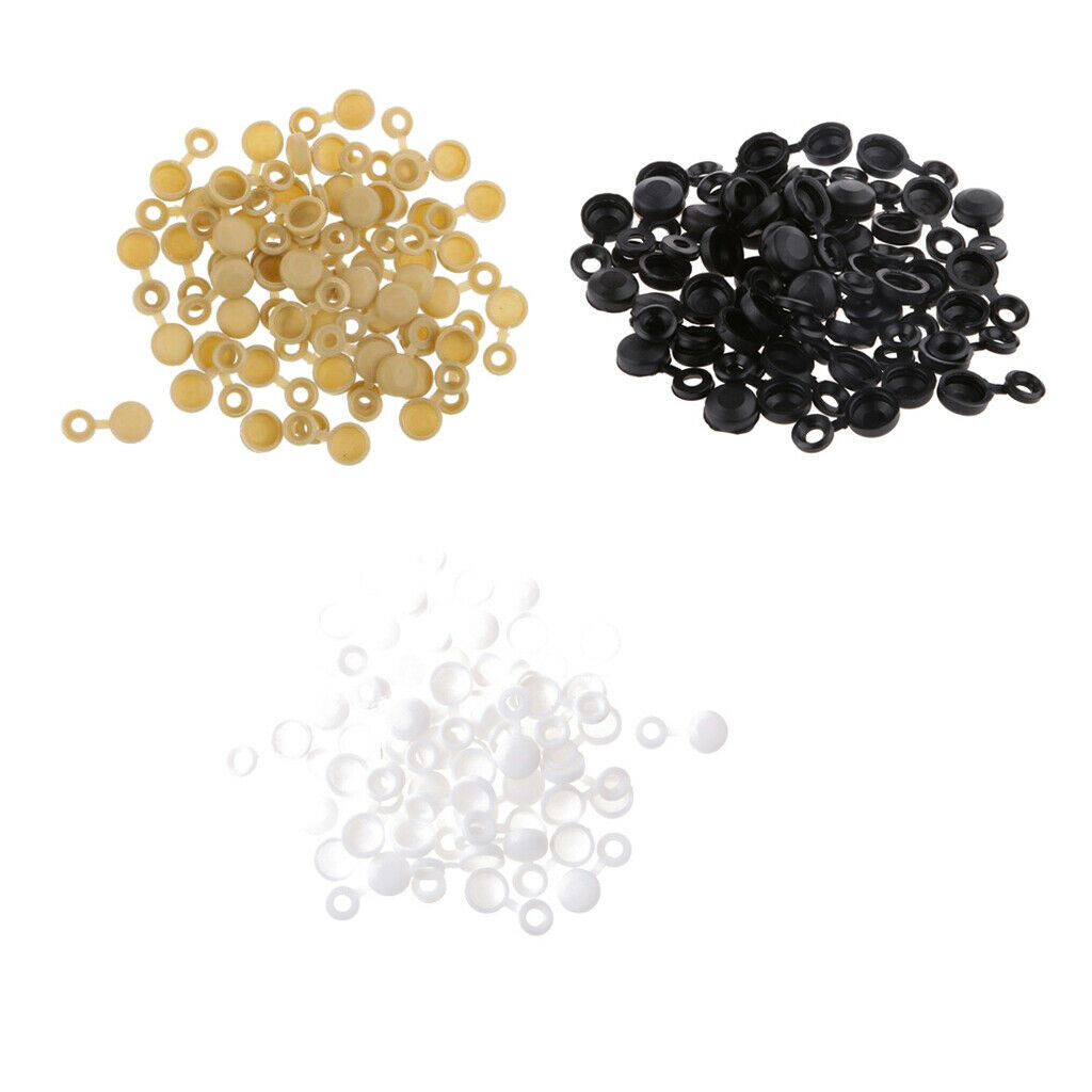 Pack of 150 Polypropylene Plastic Hinged Screw Cover Caps  for 6g/8g Diameter