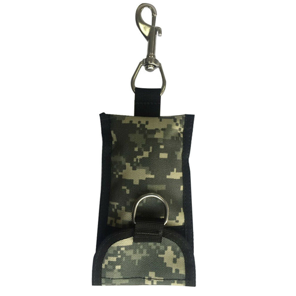 Scuba Diving Single Reef Drift Hook Webbing Bolt Clip & Storage Bag Camo.