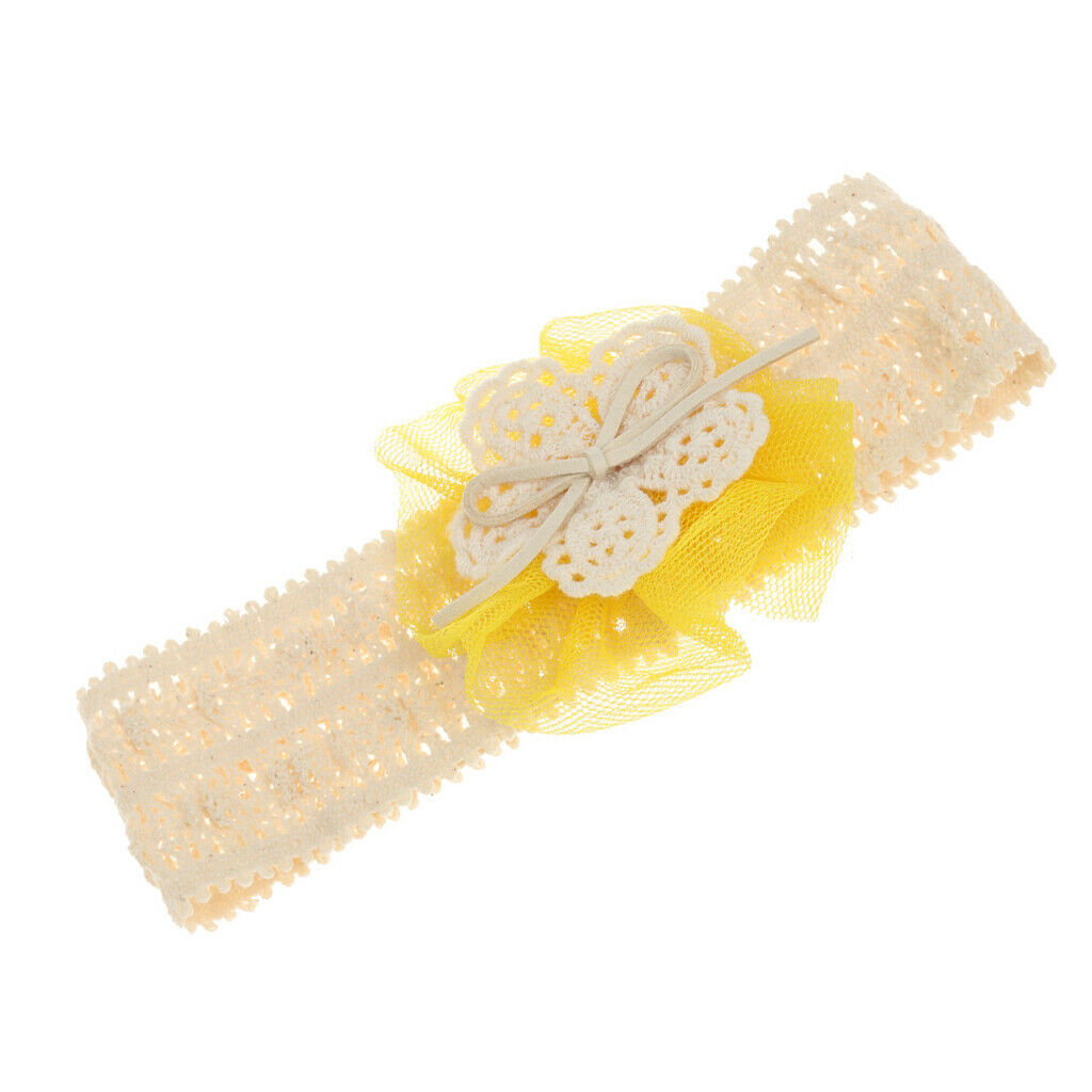 Cute Lace Flower Kids Baby Girl Toddler Headband Hair Band Headwear Yellow