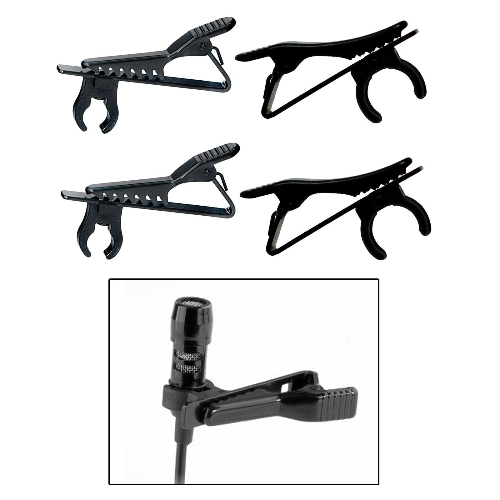 4 Pieces Mini Universal Mic Clips Lapel Collar Microphone Clip Clamp Holder