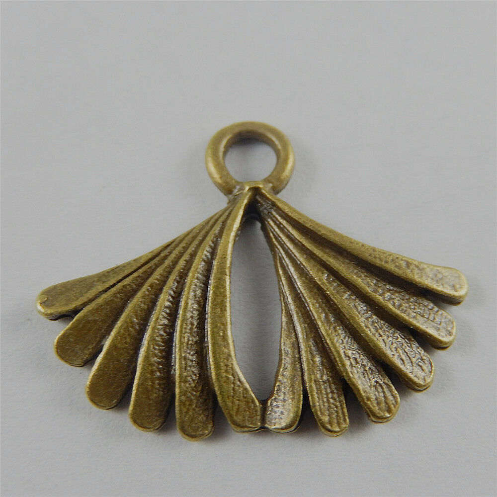 20 pcs Antiqued Bronze Folding Fan Alloy Charm Handmade Jewelry Craft 27*22*2mm