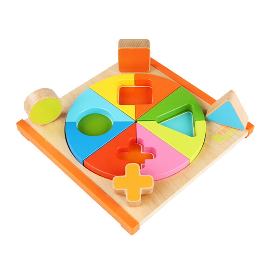 Wooden Geometric Shape Sorter Puzzle Toys - Colors Shapes 2 in 1 Matching Board