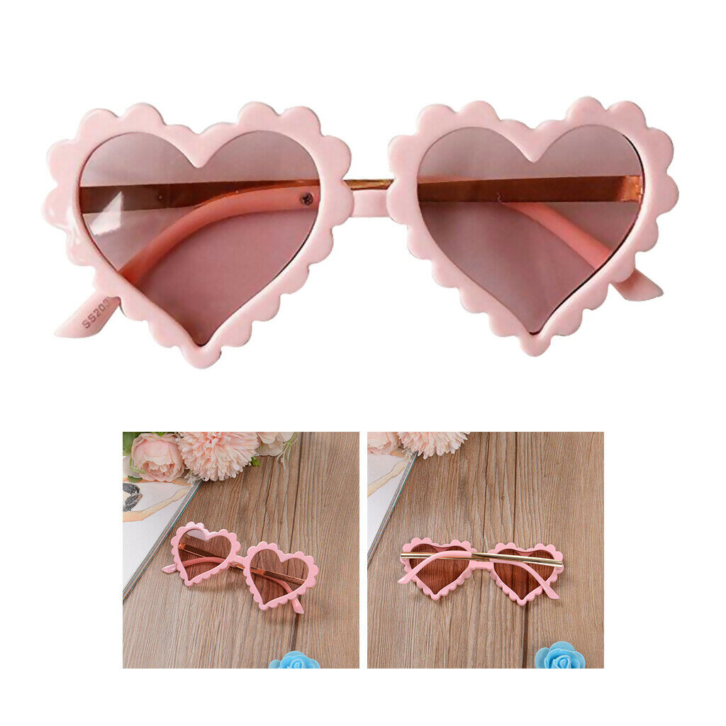 5x Plastic Sunglasses for Kids And Girls in Heart Shape UV400 Pink