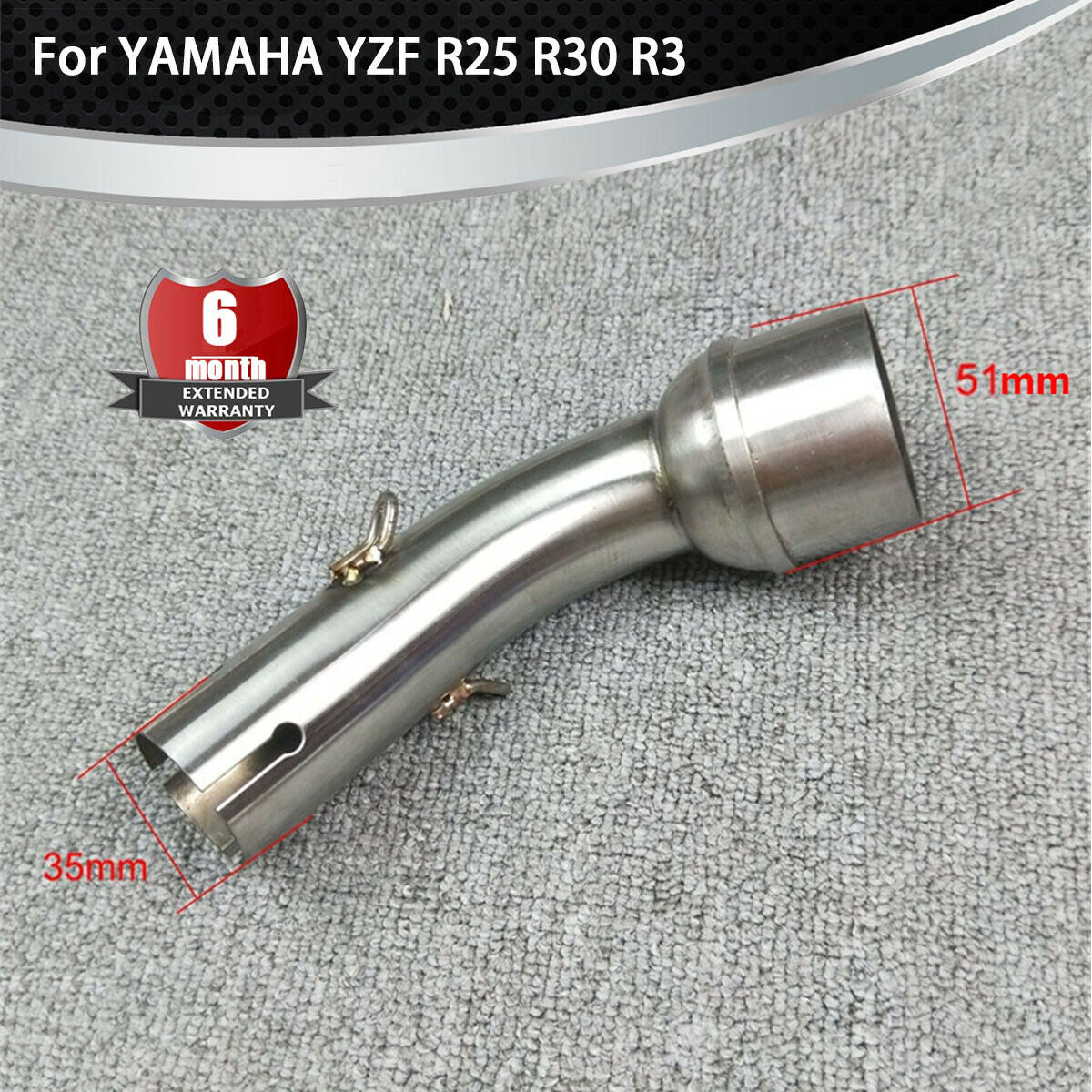 Stainless Steel Motorcycle Exhaust Middle Pipe Link For Yamaha YZF R25 R3 R30