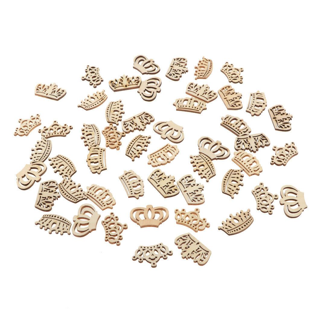 50pcs Crown Wooden Pieces Baby Shower Scrapbooking Embellishments DIY Craft