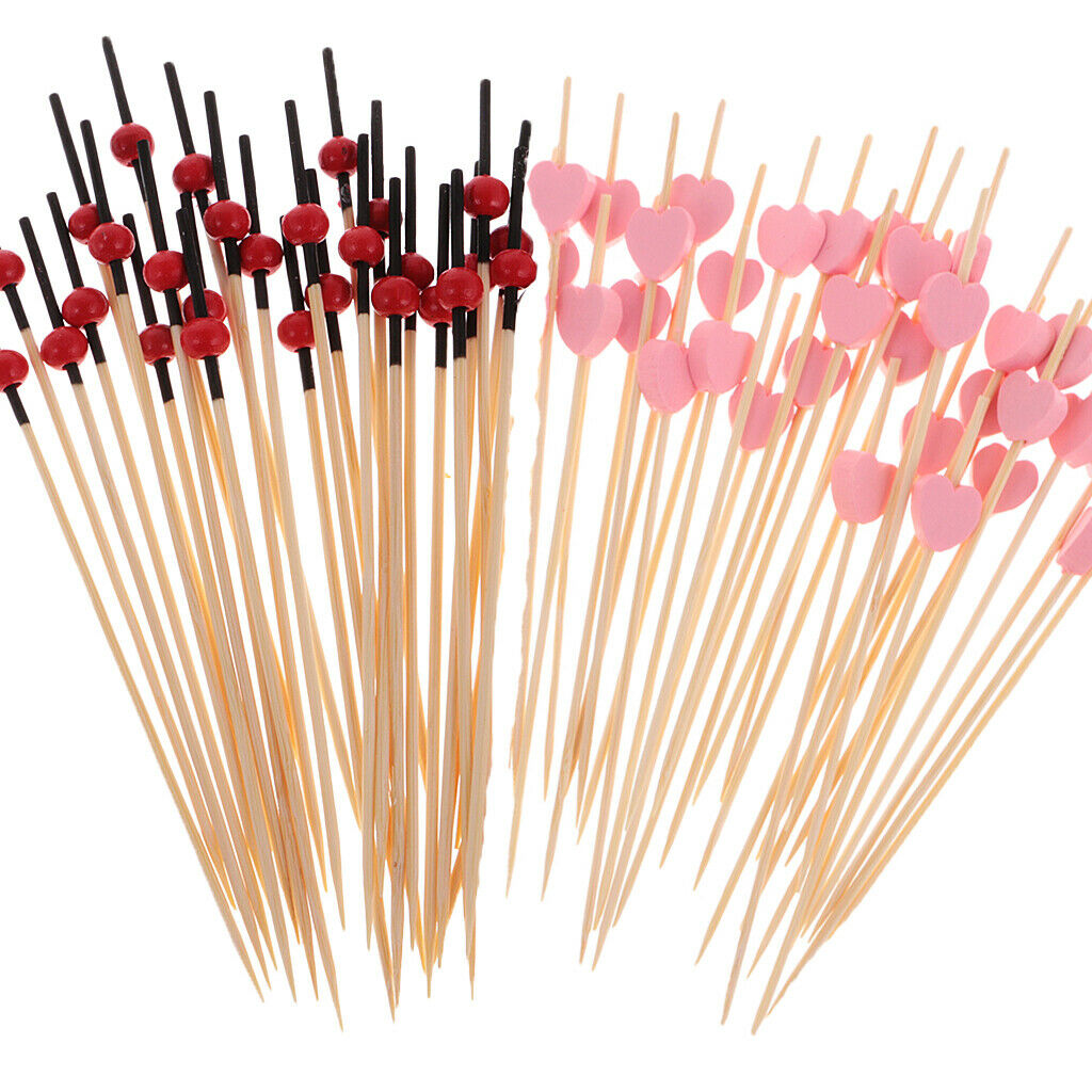 Lot Bead Heart Cocktail Sticks Sandwich Fruit Toothpick Picks Party Supplies