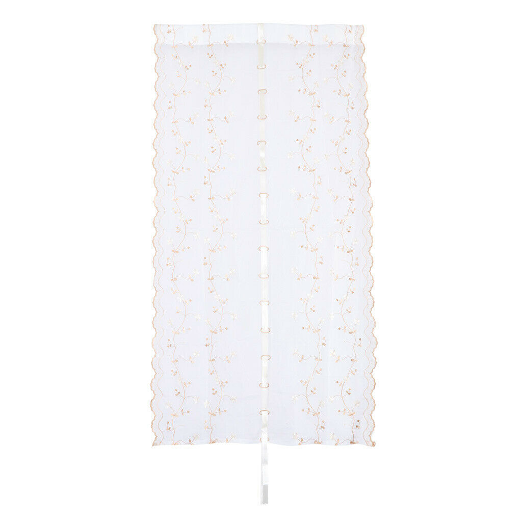 Pastoral Tulle Window Roman Curtain Embroidered Sheer for Home 0.8x2m