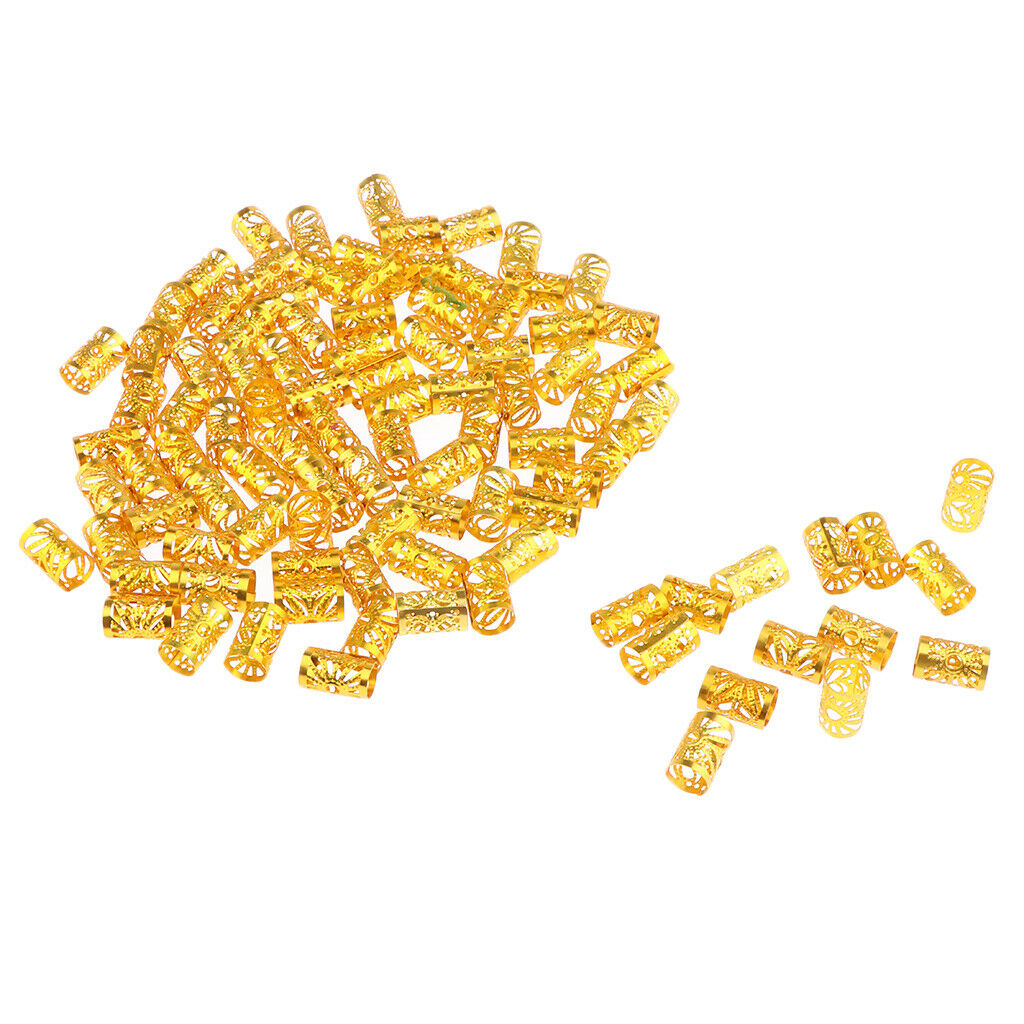 100pcs Aluminum Dreadlock Beads For DIY Hairstyle Braid Ponytail Golden