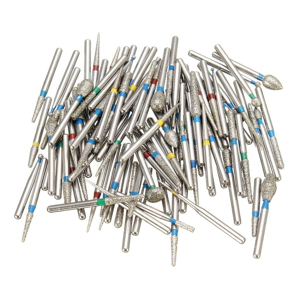 Pack of 100 Stainless Steel Anti-rust Nail Drill Bit Electric Manicure Bits