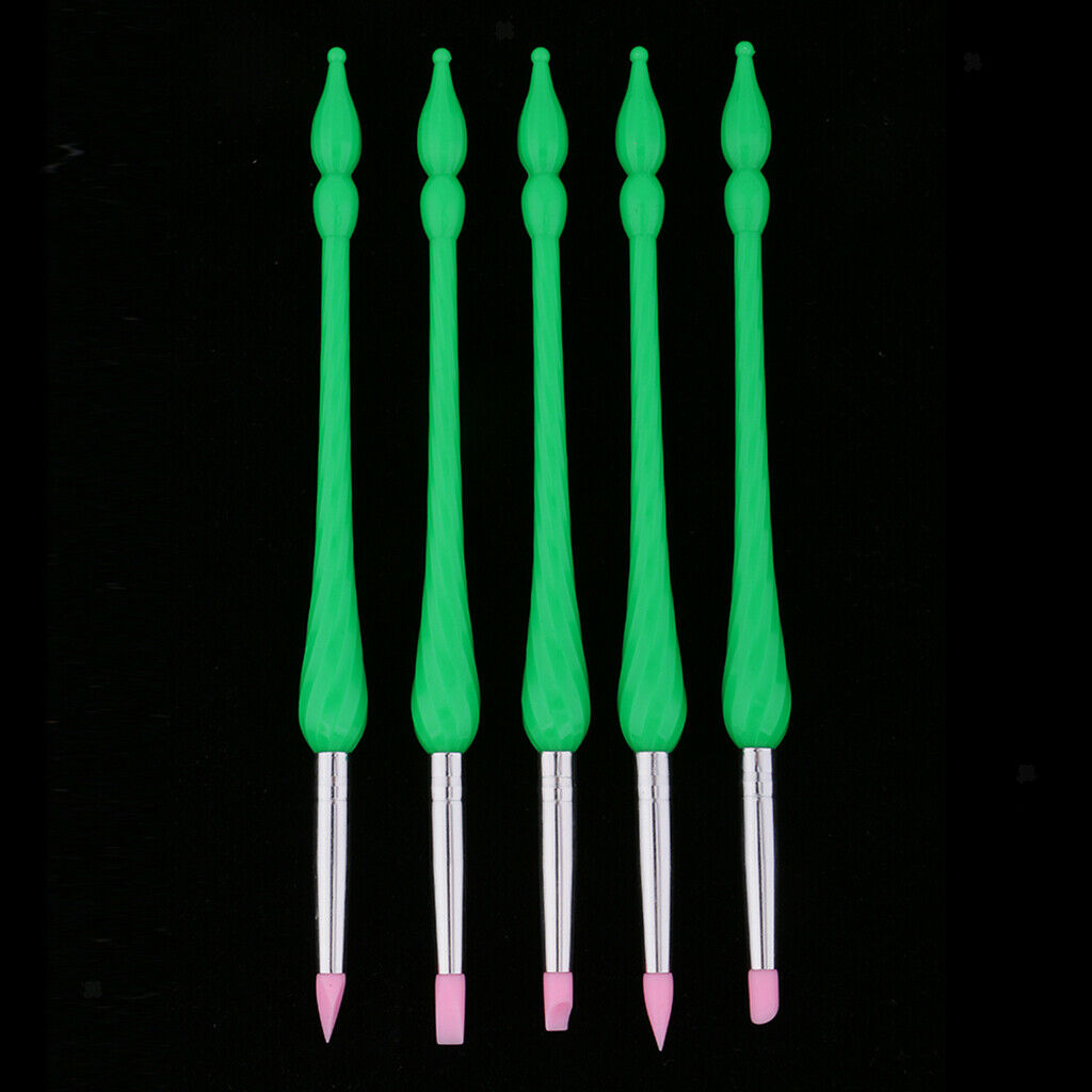 5pcs Professional Nail Art Brush UV Gel Polish Drawing Liner Painting Pen Green